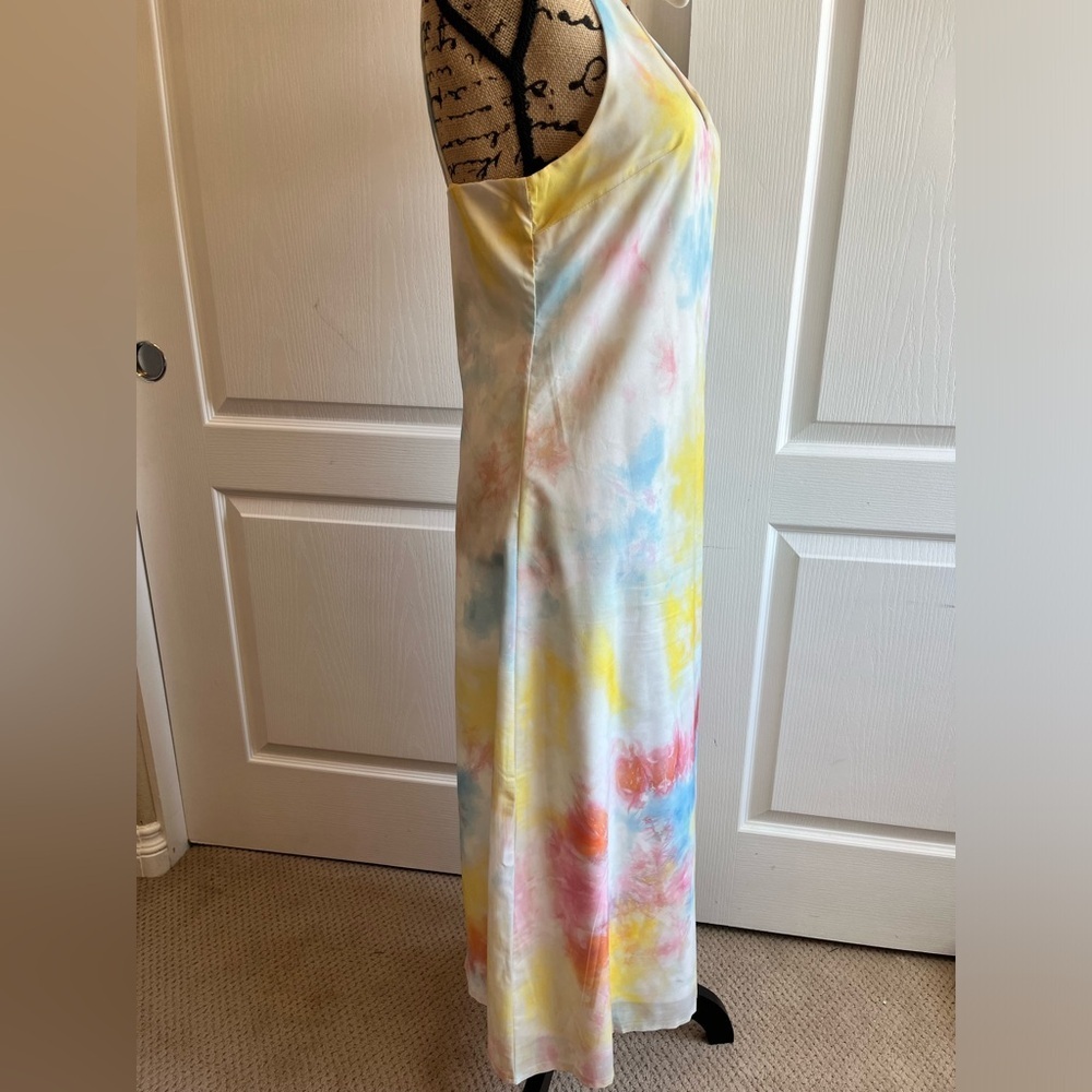 On Twelfth Pastel Tie-Dye Satin Midi Slip Dress - Picture 6 of 9